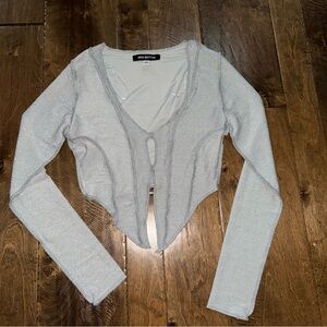 Urban Outfitters Gray Long Sleeve Crop Blouse